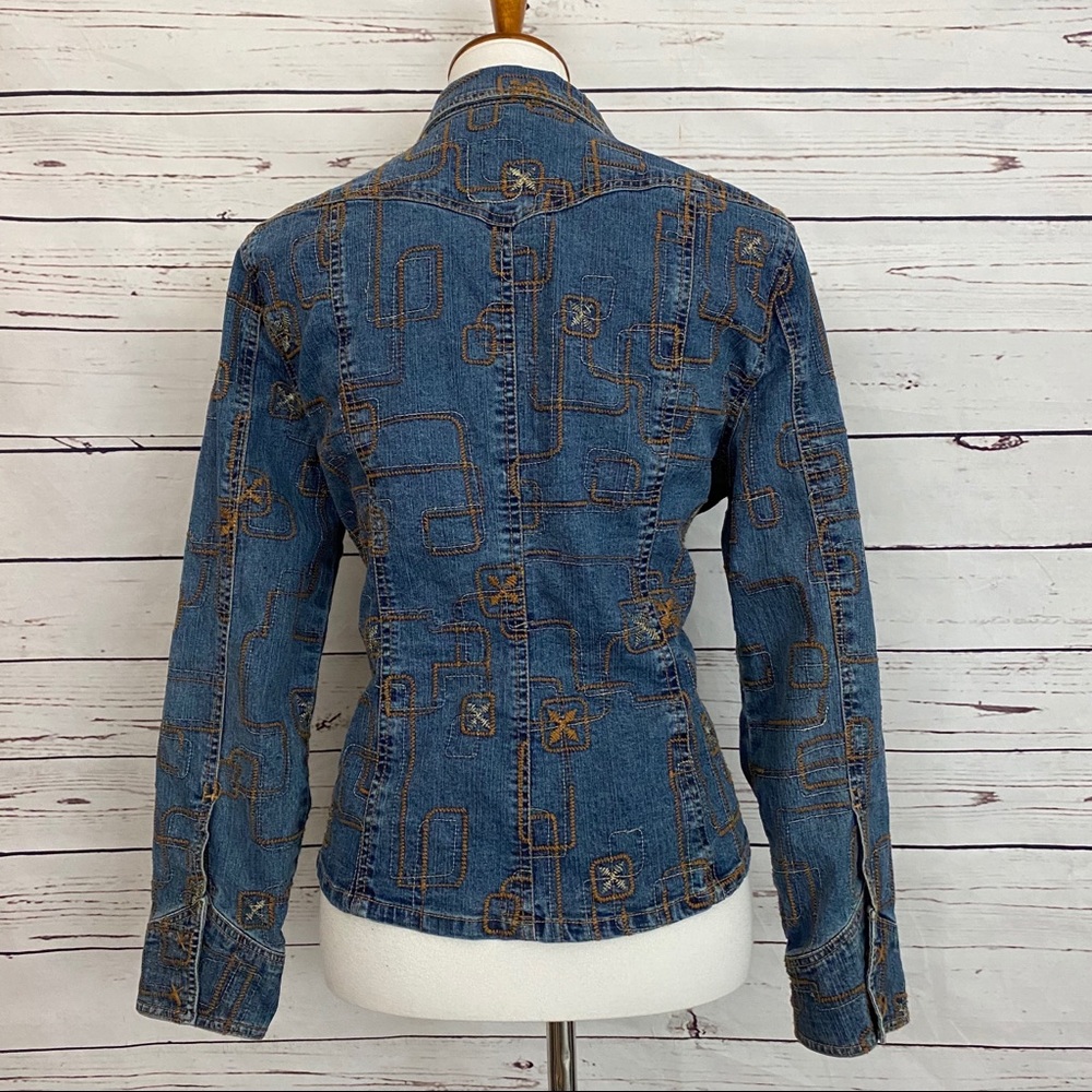 Ruby Rd Embroidered Jean Jacket Medium - Picture 6 of 9
